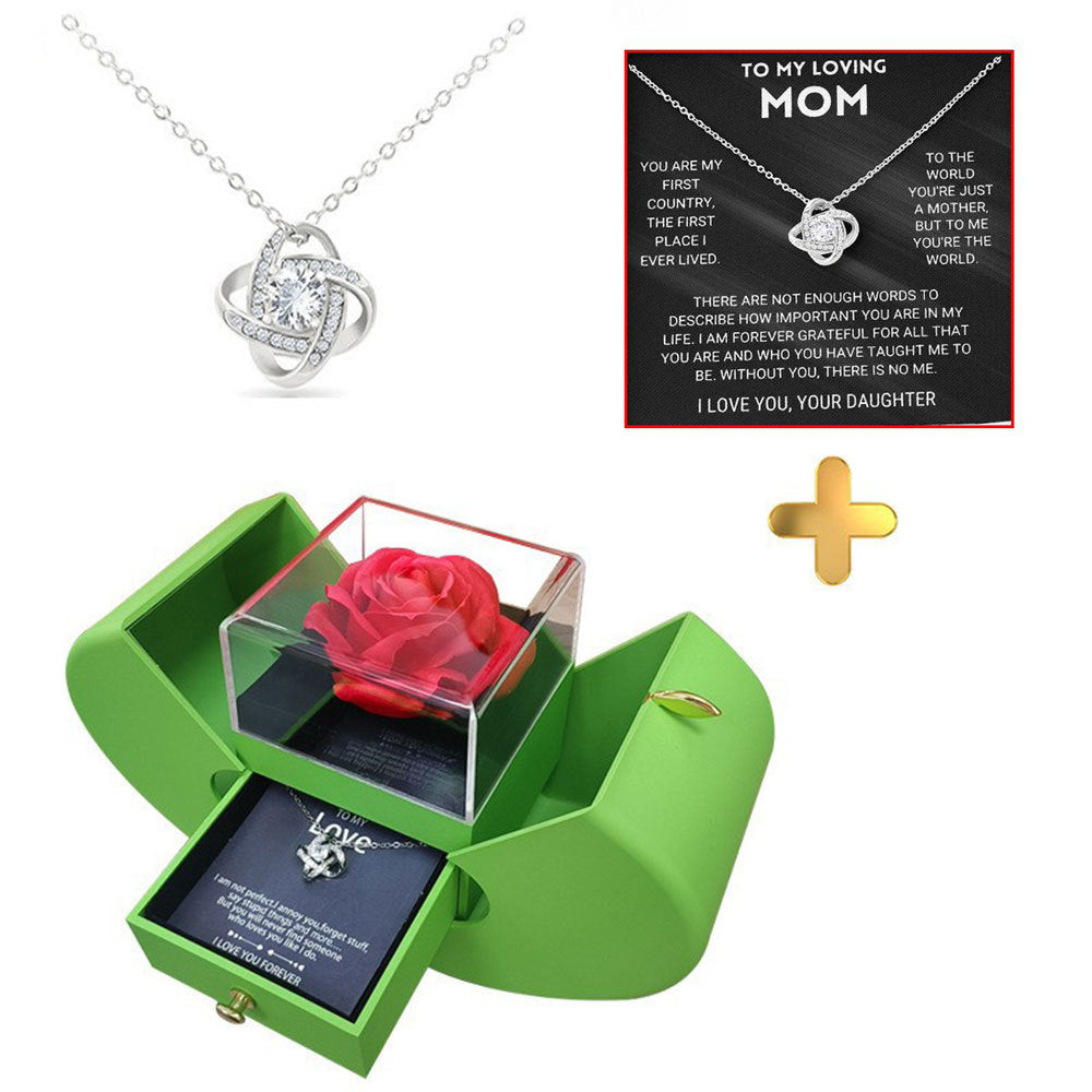 Eternal Flower Christmas Jewelry Gift Box with Necklace