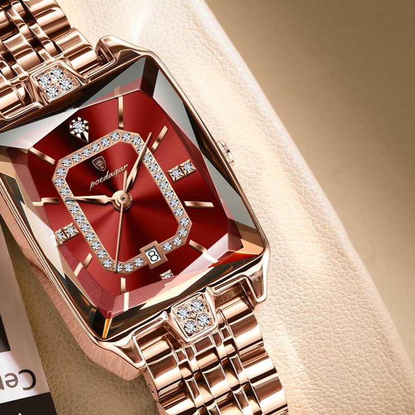 Women's Rectangular Stainless Steel Quartz Watch