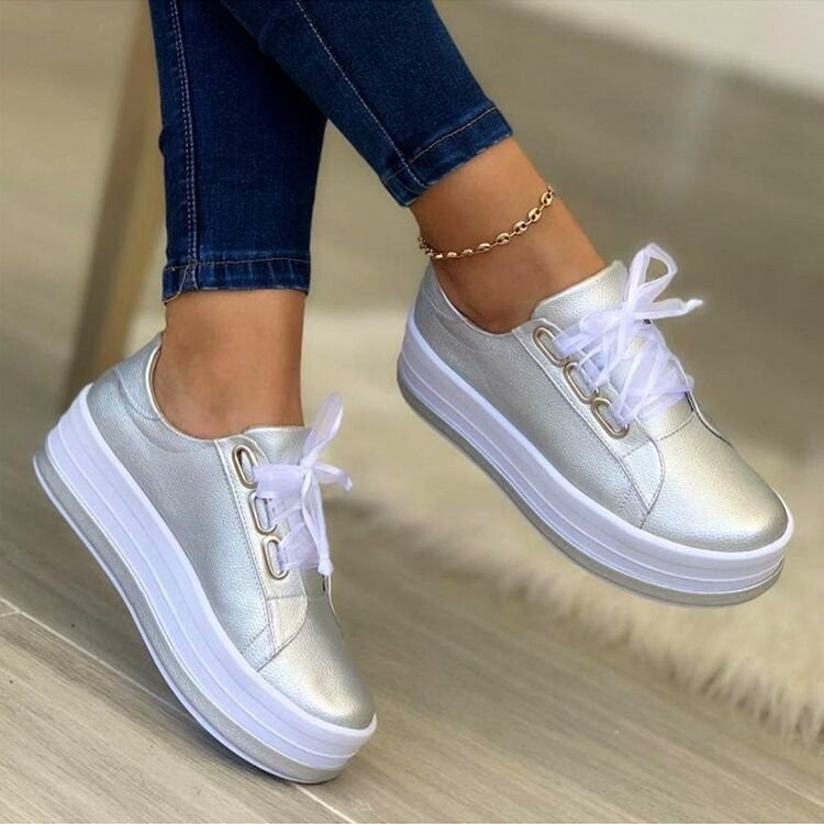 Women's Metallic Platform Sneakers ? Gold, Silver & Rose Gold