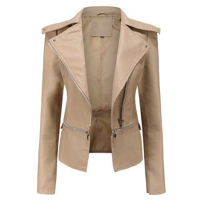 Leather female hem removable coat