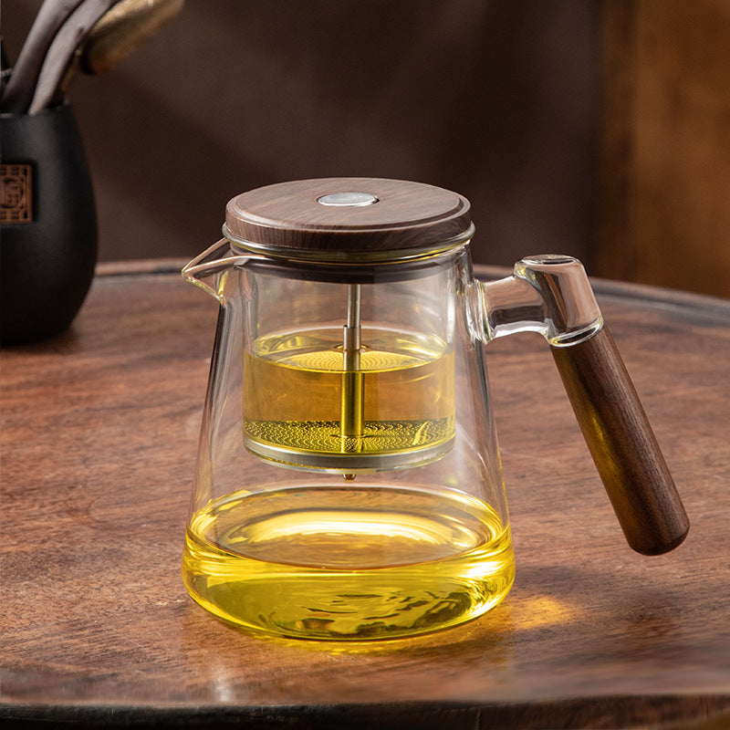 Walnut Pressed Glass Teapot with Tea Separation