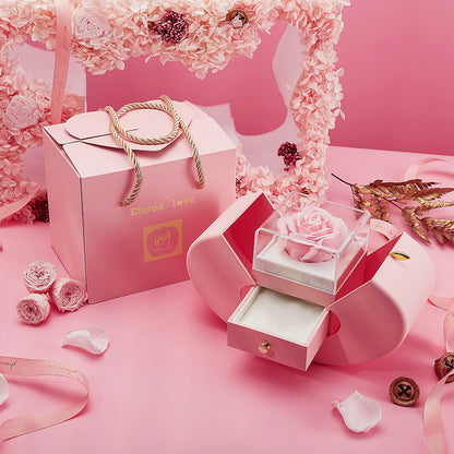 Eternal Flower Christmas Jewelry Gift Box with Necklace