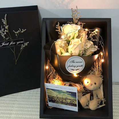 Romantic Soap Flower Bouquet with LED Light and Gift Box