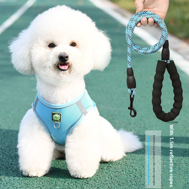 Pet Dog Cat Harness Vest Breathable Reflective Adjustable Walking Leash