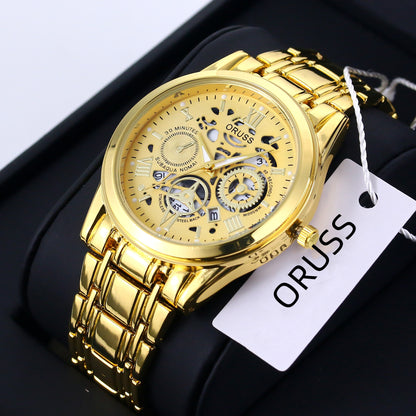 Mens Quartz Watch Steel Calendar Sports Wristwatch