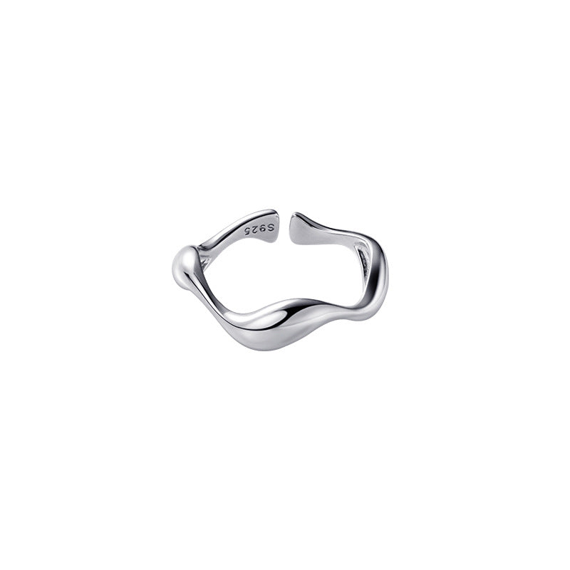 S925 Wave Pattern Adjustable Silver Ring