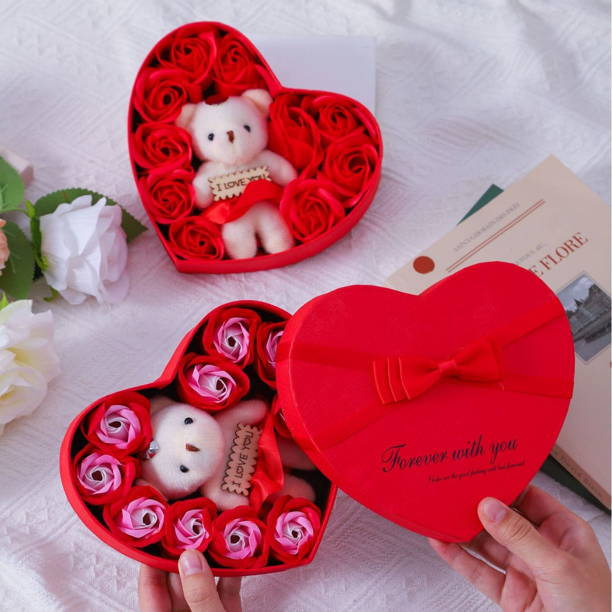 Soap Flower Rose Heart Gift Box