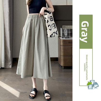 Womens High Waist Wide Leg Cropped Pants