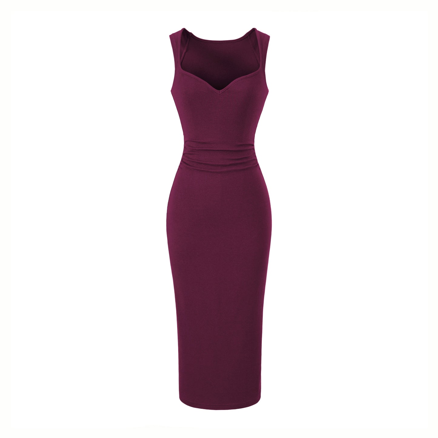 V-neck pleated dress with wide straps