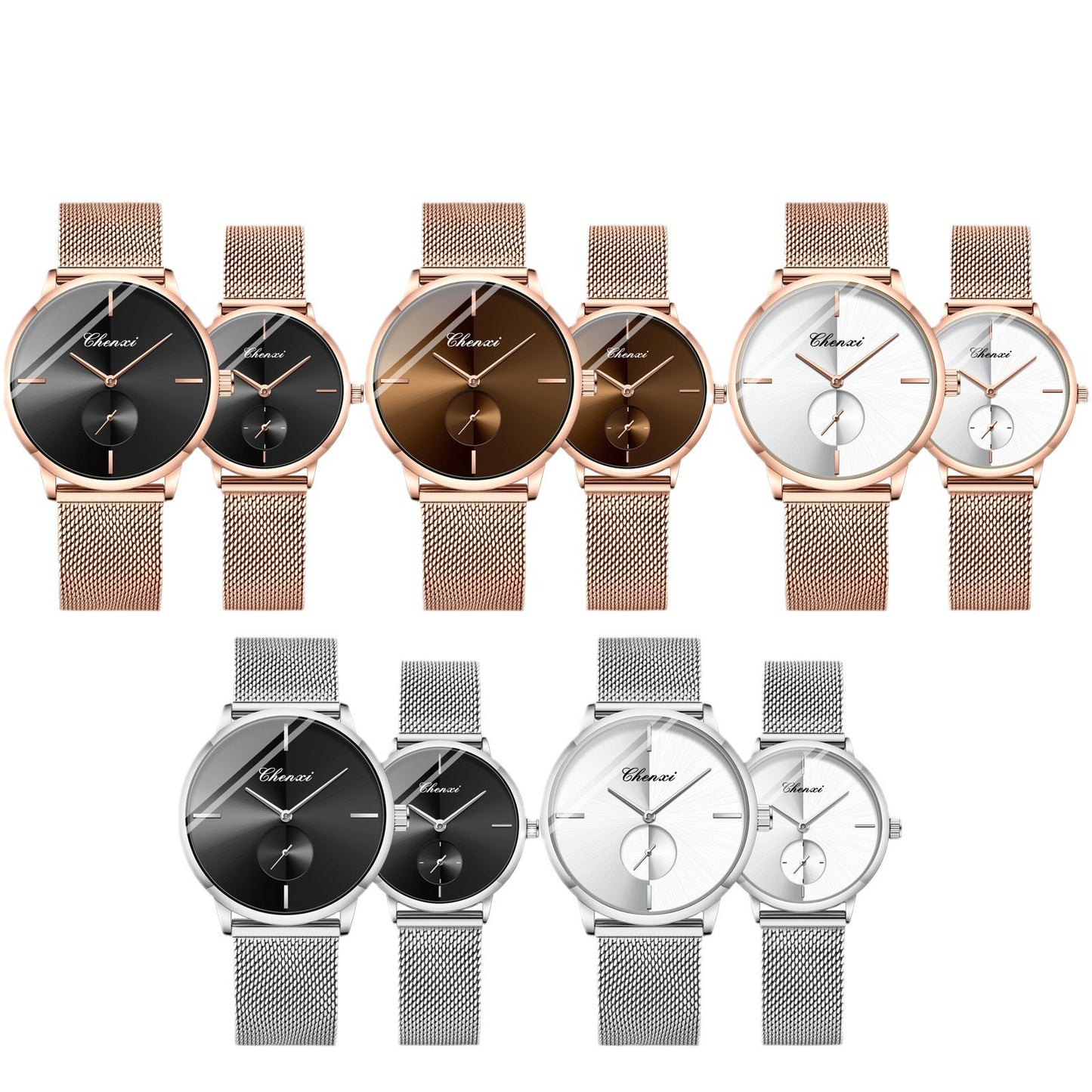 Slim Steel Mesh Quartz Watch for Couples