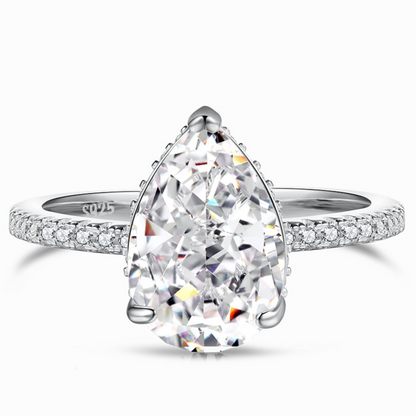 S925 Sterling Silver Water Drop Ice Flower Cut Ring