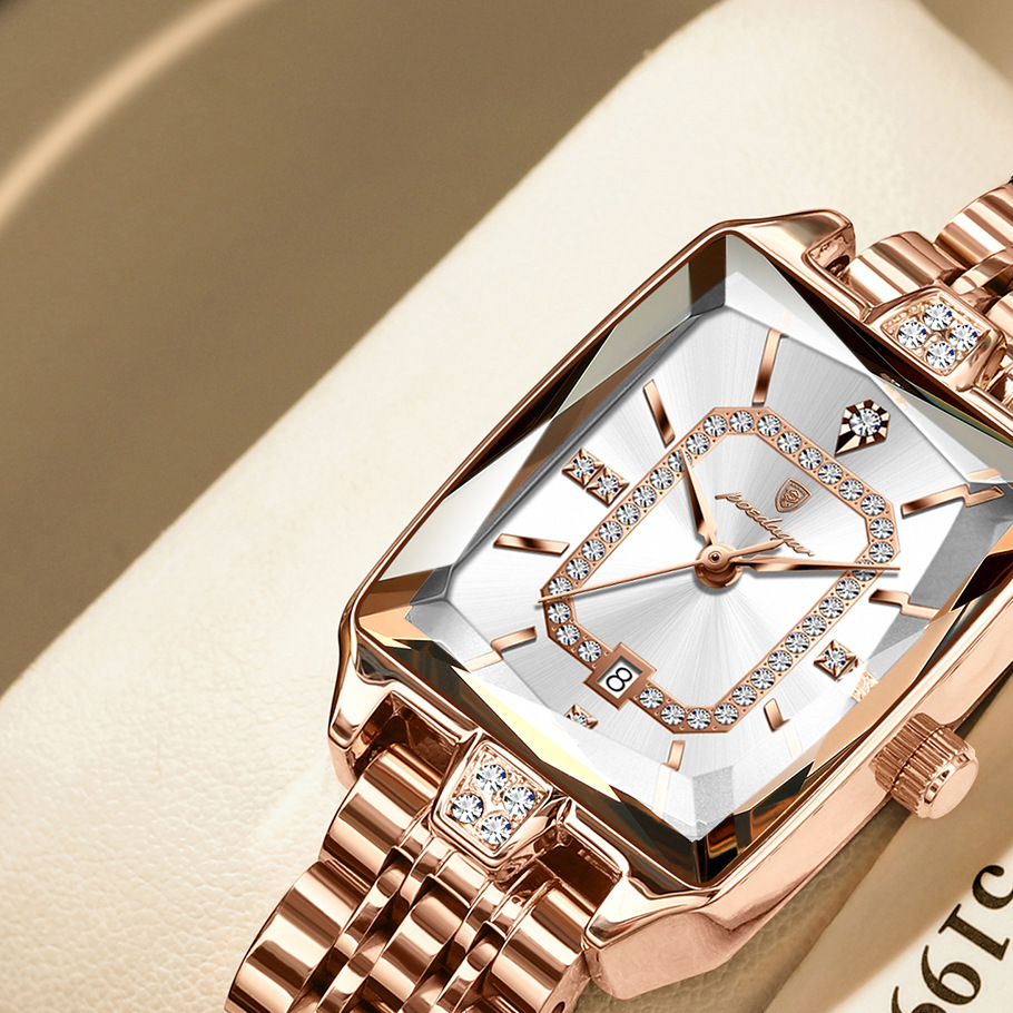 Women's Rectangular Stainless Steel Quartz Watch