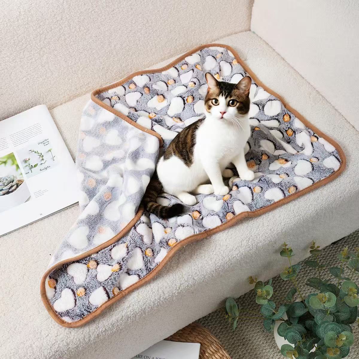 Manufacturer's Ready-Made Cat and Dog Mats, Blankets, Flannel Blankets, Four-Season Blankets, Pet Comfort and Warmth, Autumn and Winter Coral Velvet