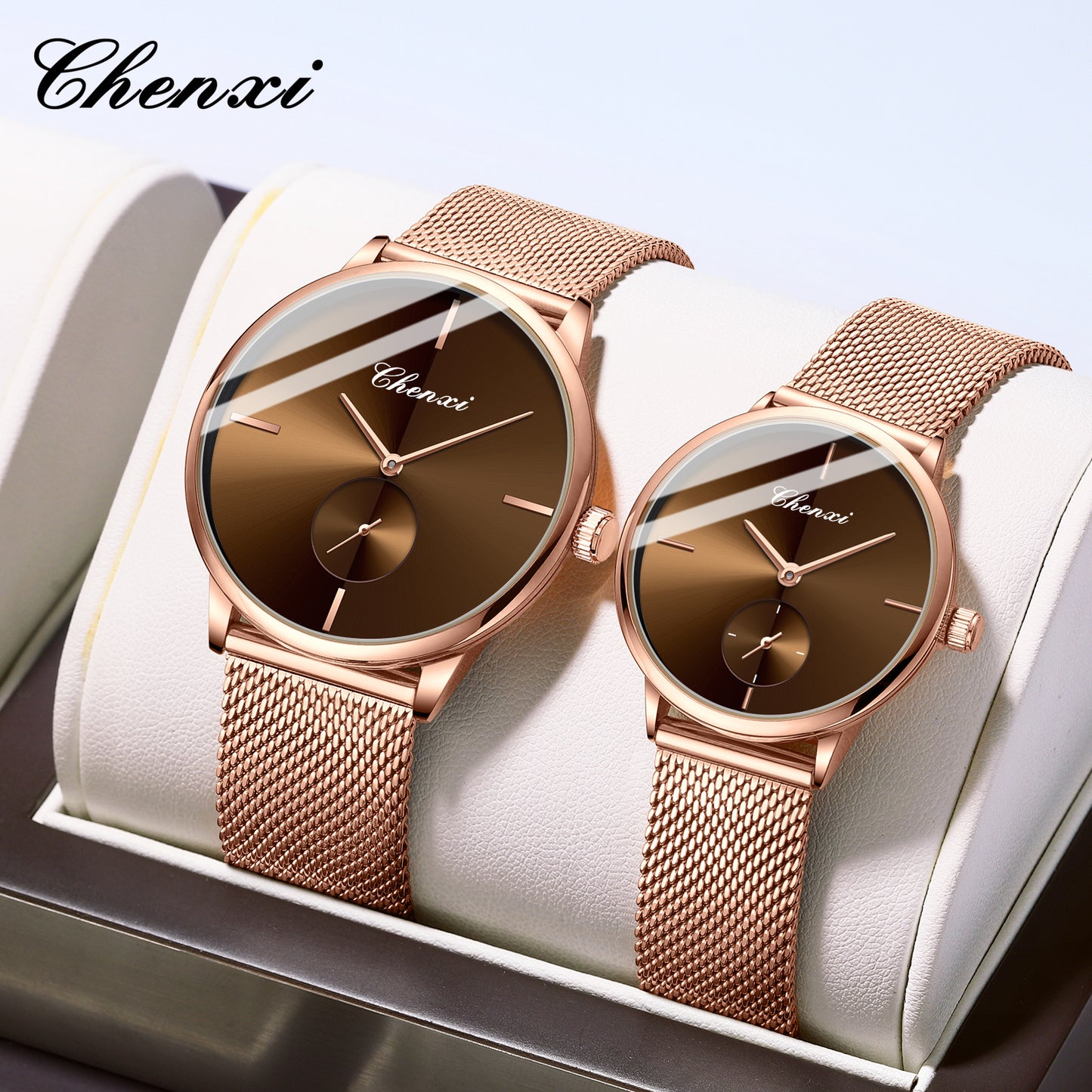 Slim Steel Mesh Quartz Watch for Couples