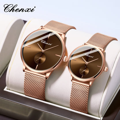 Slim Steel Mesh Quartz Watch for Couples