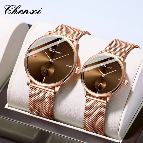 Slim Steel Mesh Quartz Watch for Couples