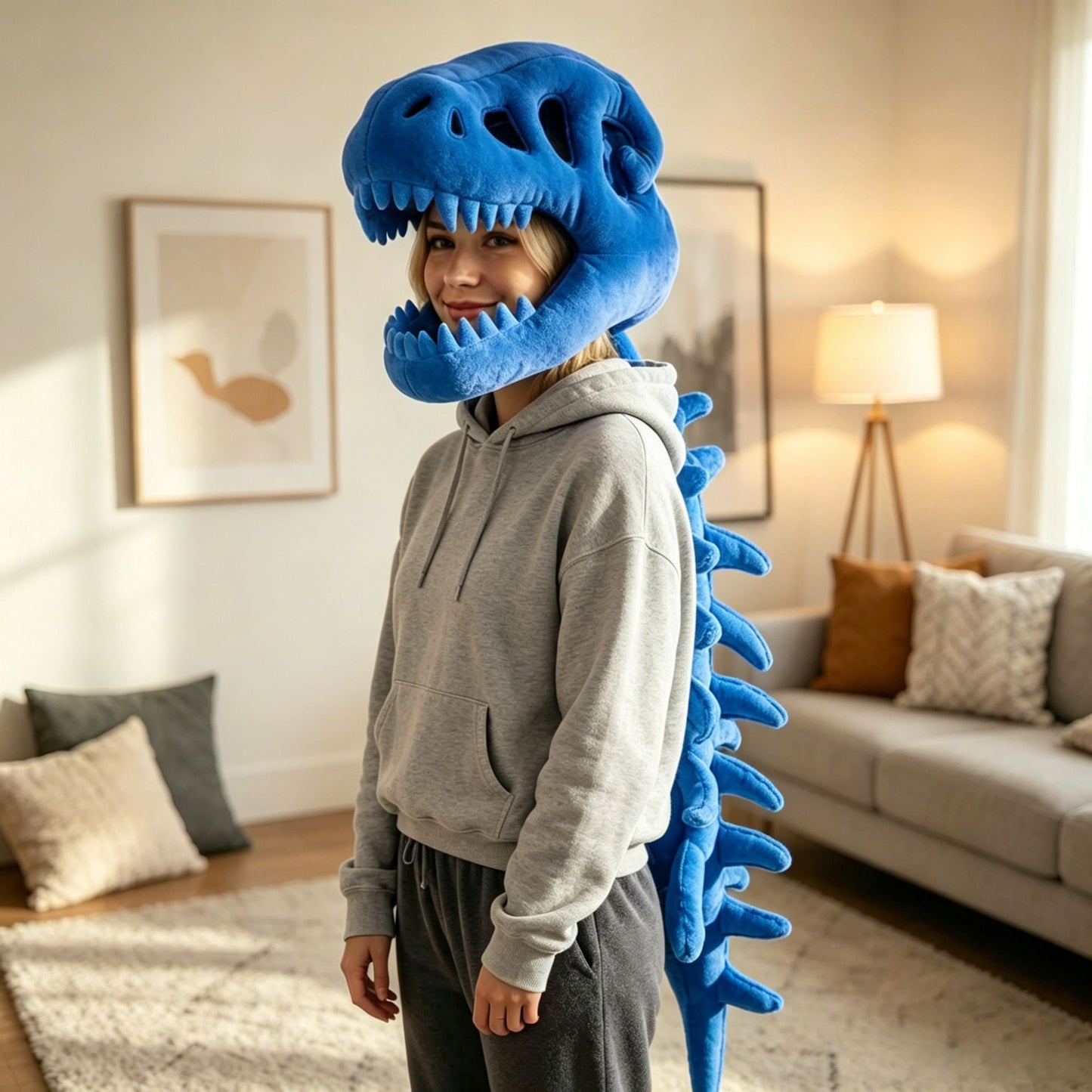 Dinosaur skeleton plush cap funny costume gift