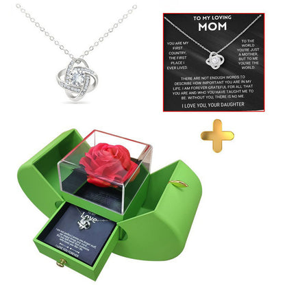 Eternal Flower Christmas Jewelry Gift Box with Necklace