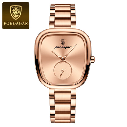 Women's Elegant Oval Quartz Watch – Stainless Steel Case