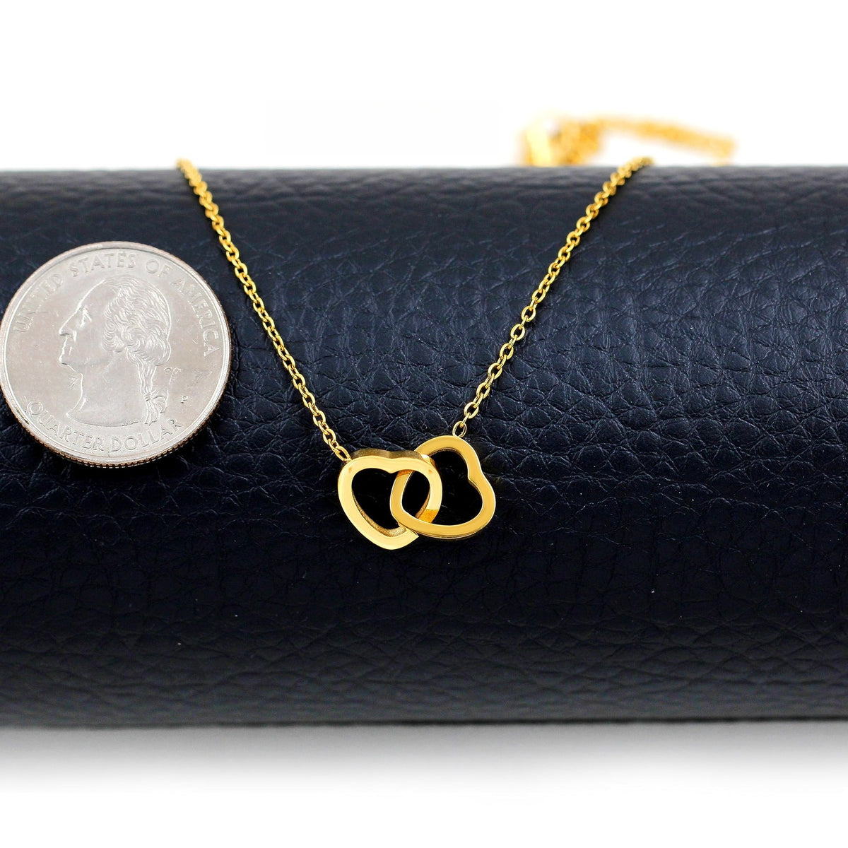 Double Heart Rotating Necklace with Gift Box