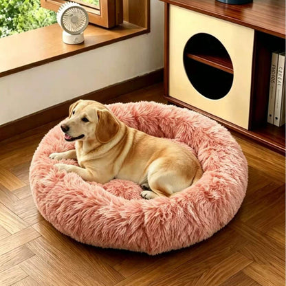 Round Plush Pet Bed for Dogs and Cats
