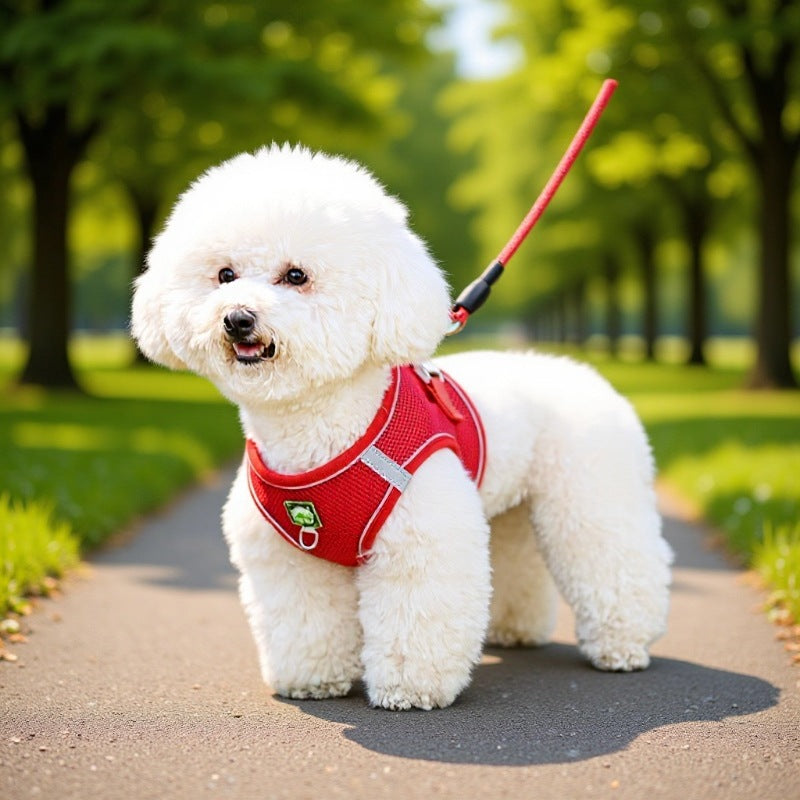 Pet Dog Cat Harness Vest Breathable Reflective Adjustable Walking Leash