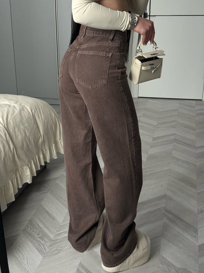 Womens High Waist Wide Leg Denim Pants