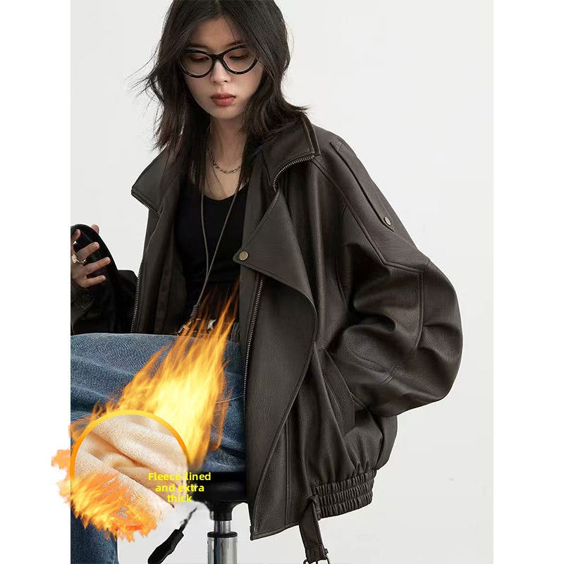 American-style brown leather jacket coat