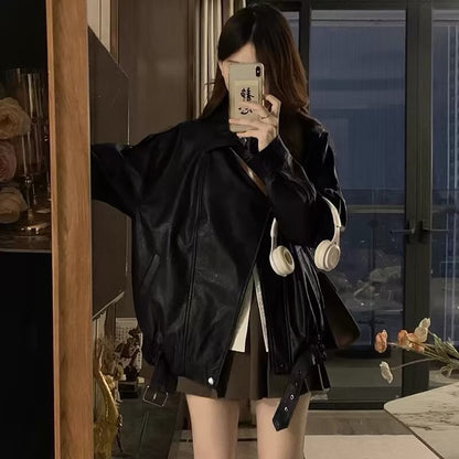 American-style brown leather jacket coat