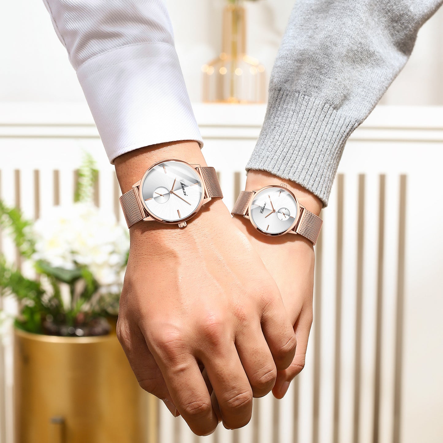 Slim Steel Mesh Quartz Watch for Couples