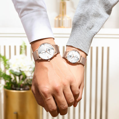 Slim Steel Mesh Quartz Watch for Couples