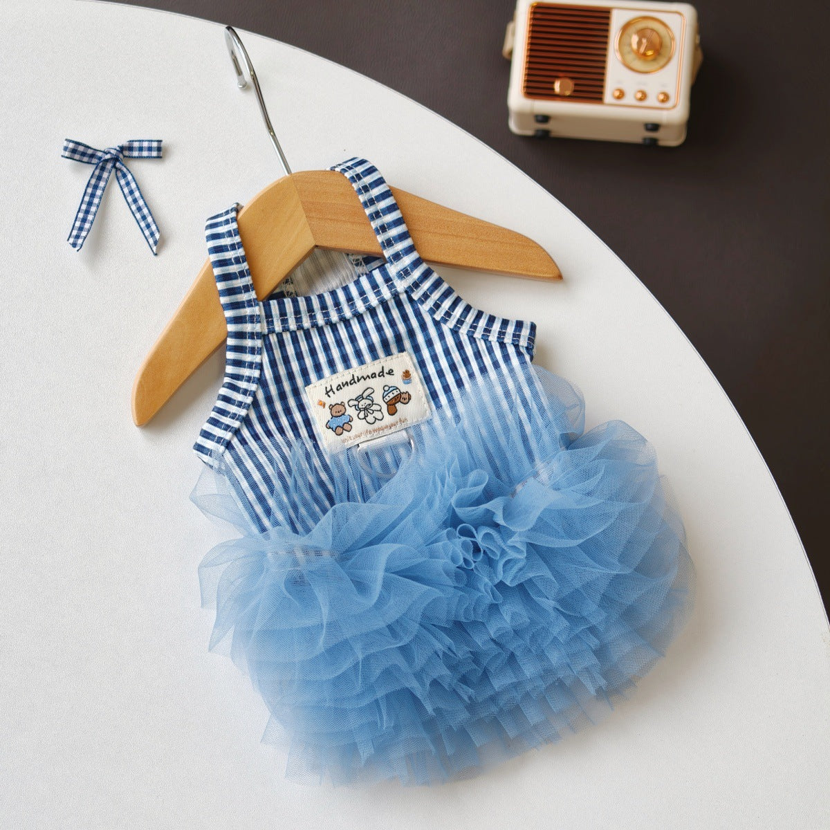 Dog Cat Striped Mesh Princess Dress Pet Clothing