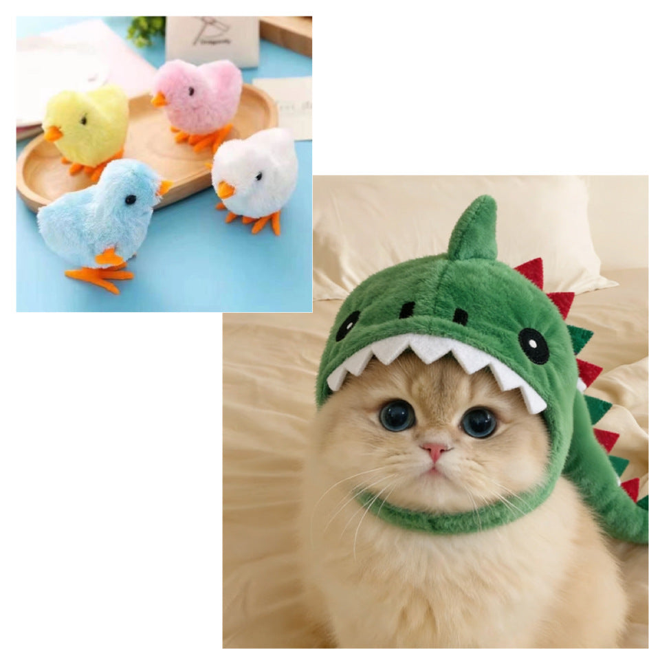 Adjustable Dinosaur Plush Cat Hat
