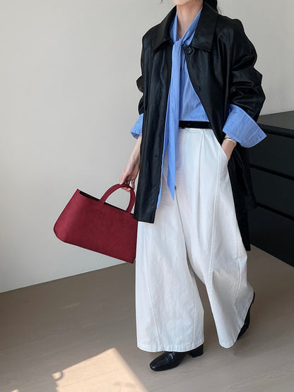 Lace-up PU Leather Coat