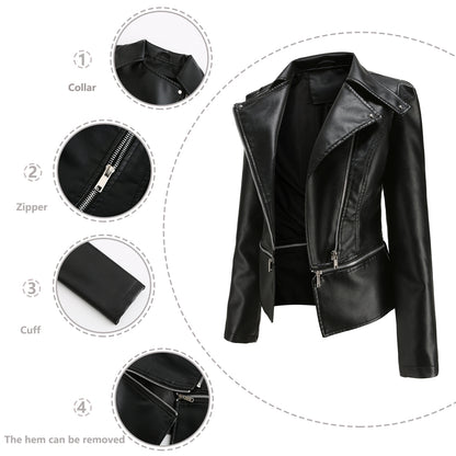 Leather female hem removable coat