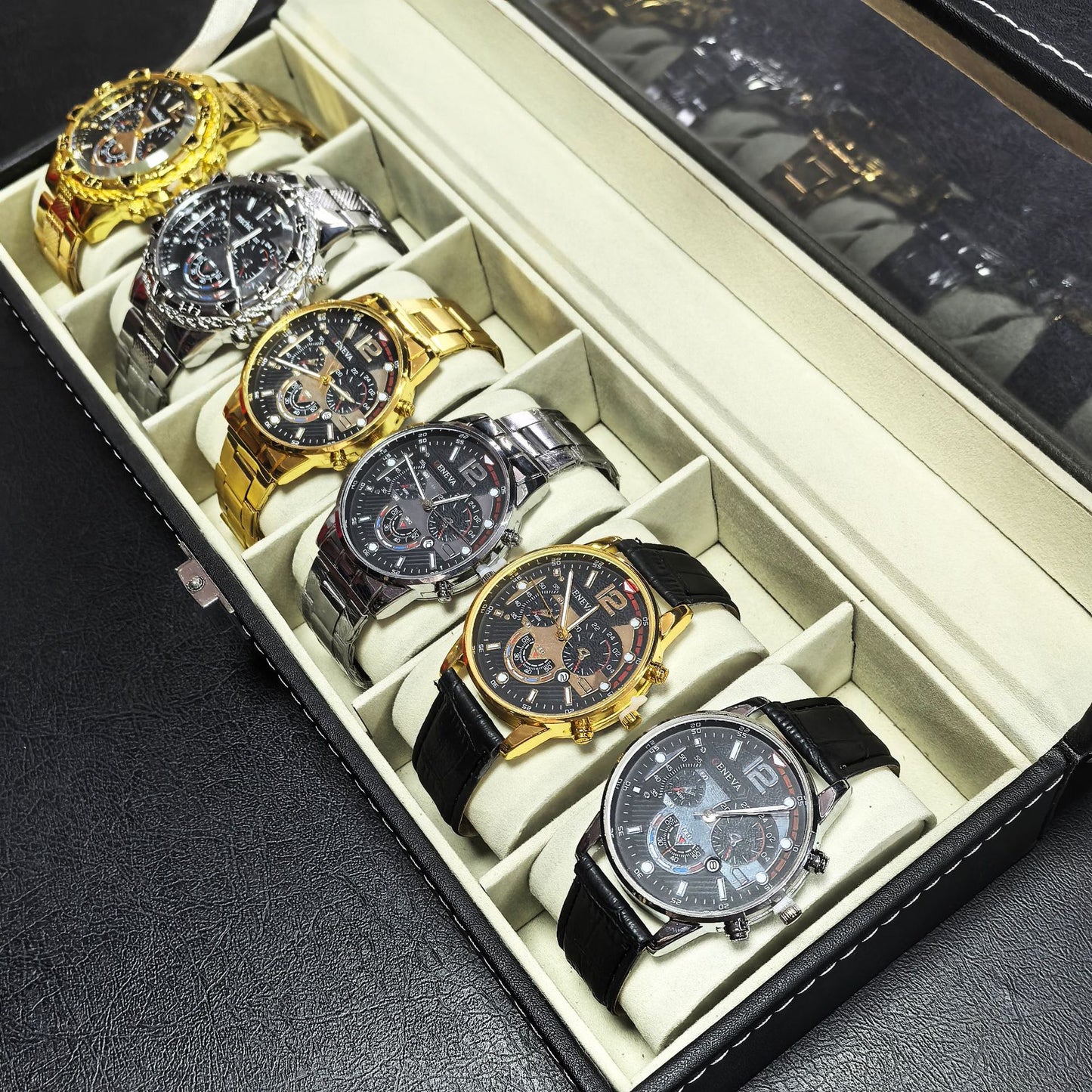Mens Quartz Watch Set with Luminous Display