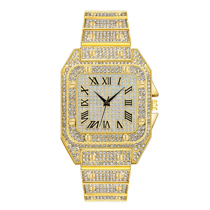 Hip Hop Quartz Watch Set with Bracelet and Necklace