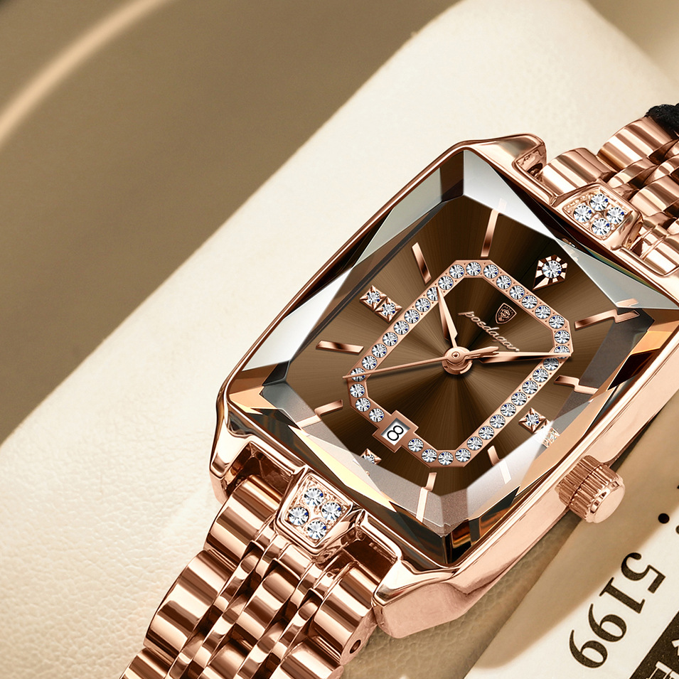 Women's Rectangular Stainless Steel Quartz Watch
