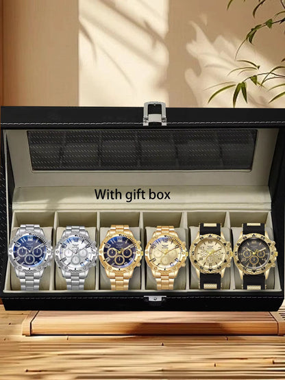 Men's Steel Strap Quartz Watch Set