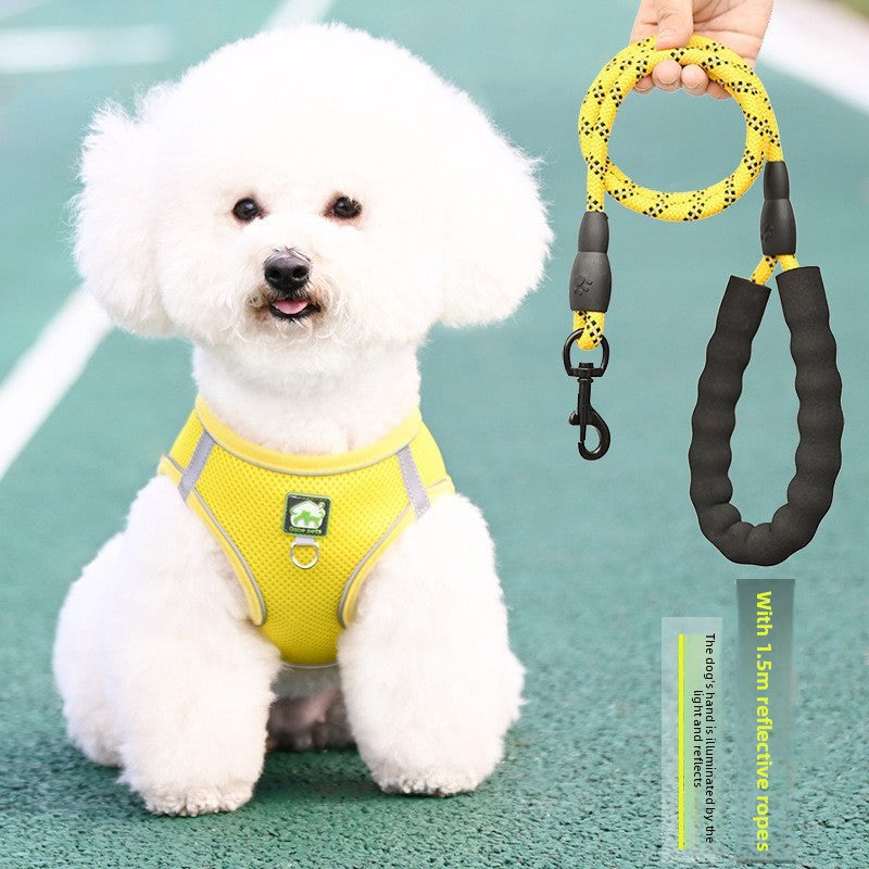Pet Dog Cat Harness Vest Breathable Reflective Adjustable Walking Leash