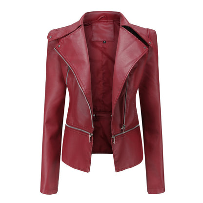Leather female hem removable coat