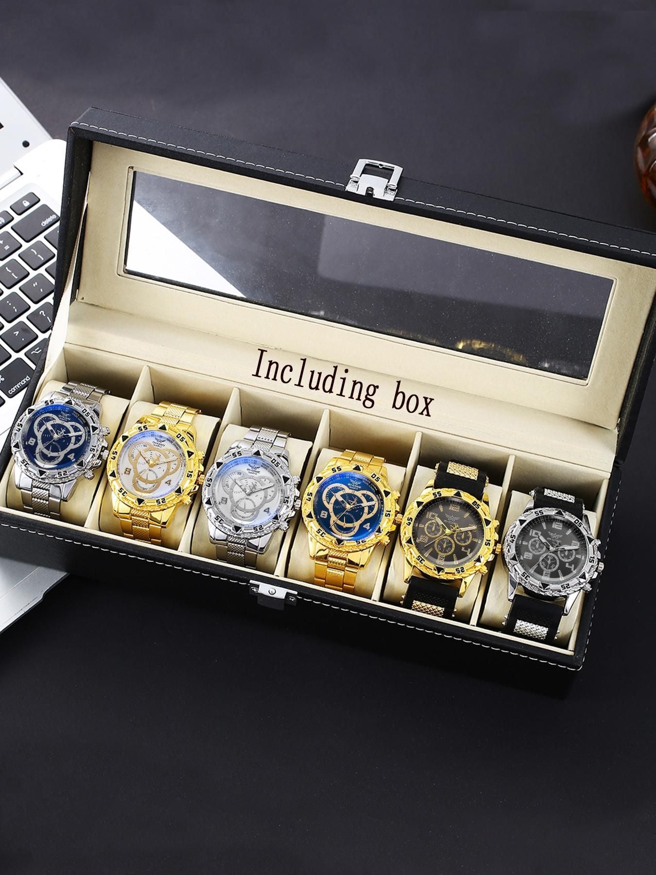 Men's Steel Strap Quartz Watch Set