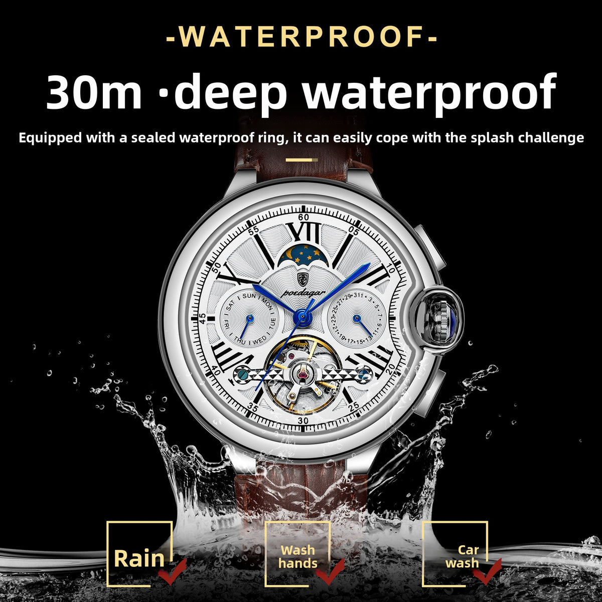 Automatic Mechanical Moon Phase Watch