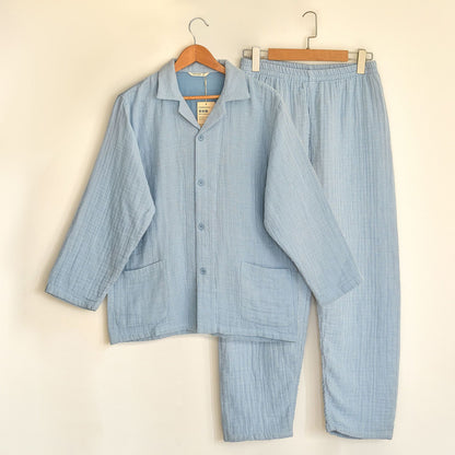 60S Cotton Four-Layer Yarn Home Clothes Class A Maternal and Infant Grade Japanese Autumn and Winter Couples Cotton Pajamas Casual suit