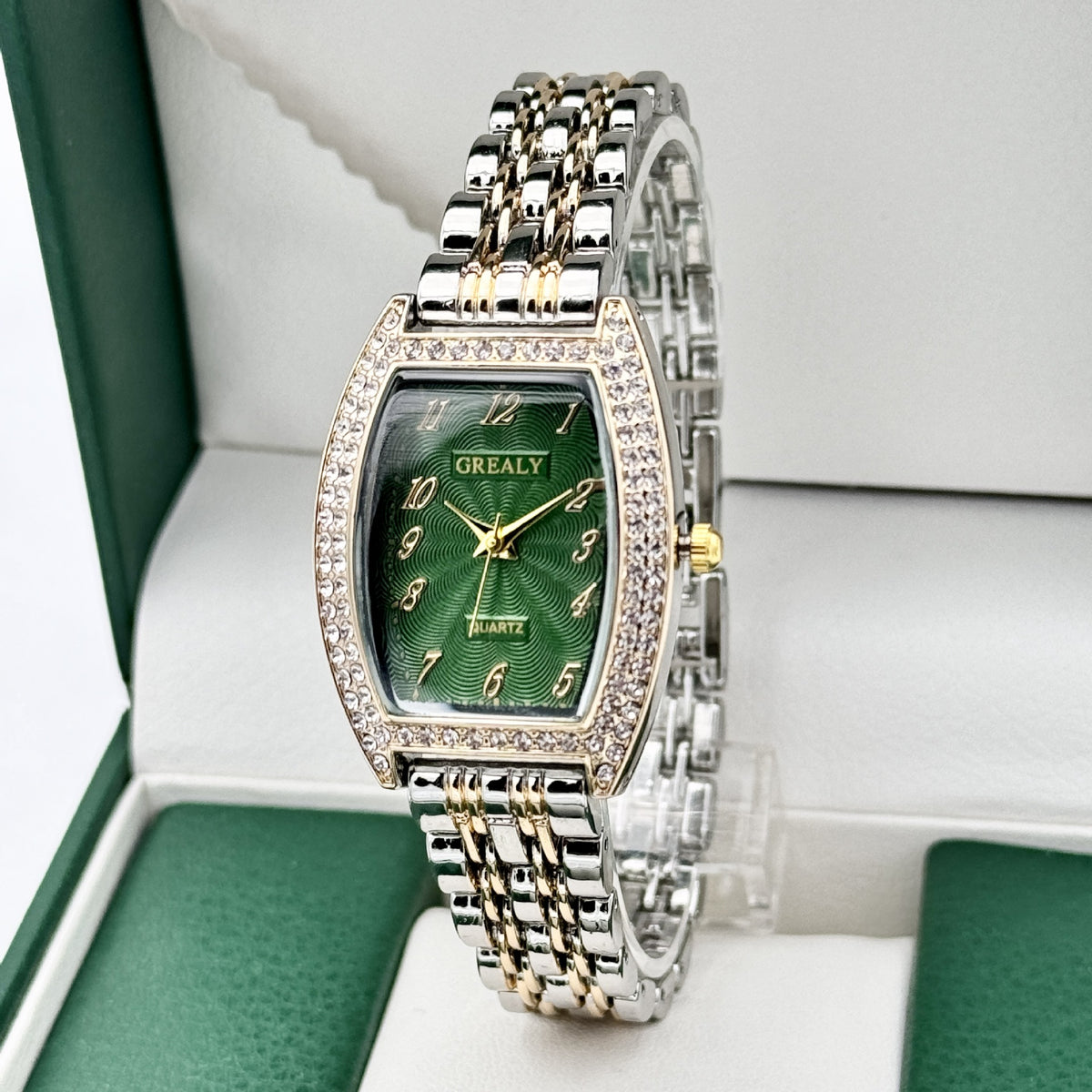 Women's Digital Analog Barrel-Shaped Quartz Watch