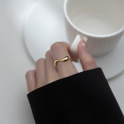 S925 Wave Pattern Adjustable Silver Ring