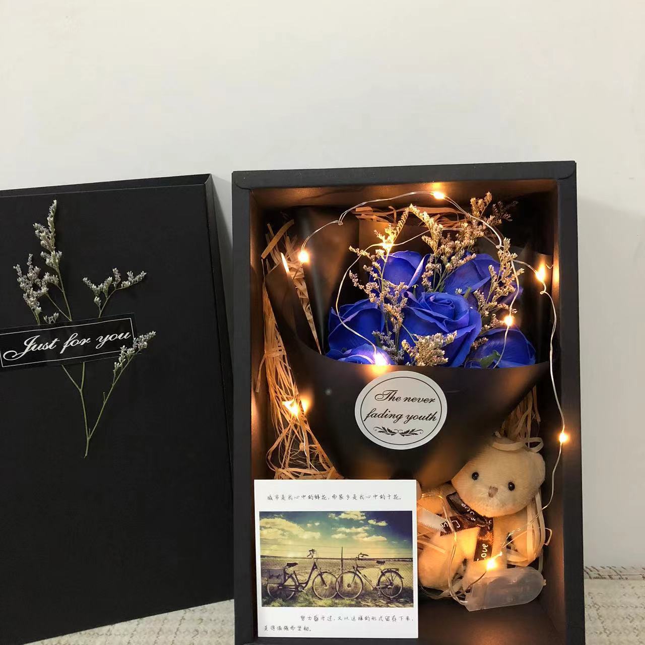Romantic Soap Flower Bouquet with LED Light and Gift Box