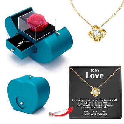 Eternal Flower Christmas Jewelry Gift Box with Necklace