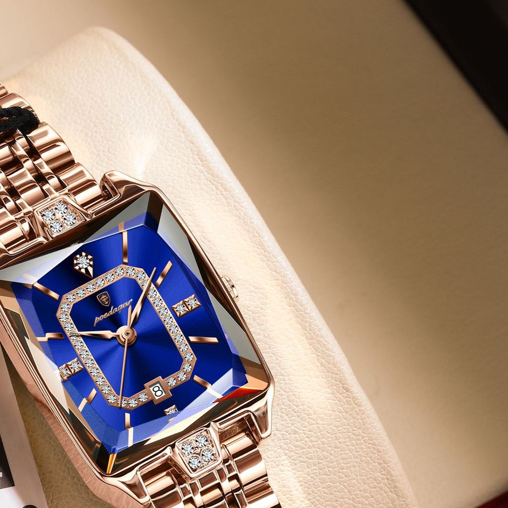 Women's Rectangular Stainless Steel Quartz Watch