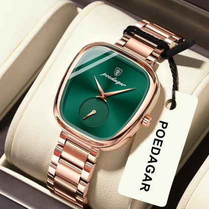 Women's Elegant Oval Quartz Watch – Stainless Steel Case